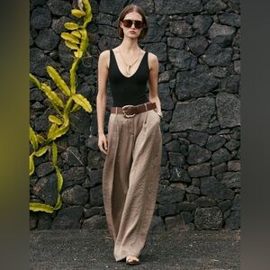 ZARA SATIN WIDE-LEG BELTED
PANTS